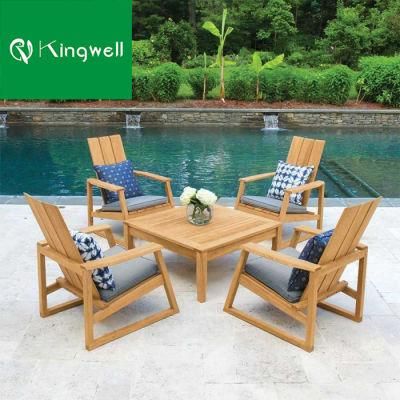 Comfortable Design Sun Lounger Garden Wooden Furniture Outdoor Patio Chair with Foot Stool