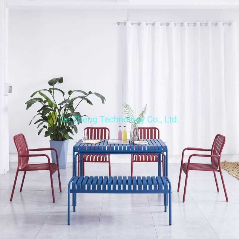 Metal Frame Garden Chair Stacking Aluminum Dining Meeting Chair Restaurant Bench