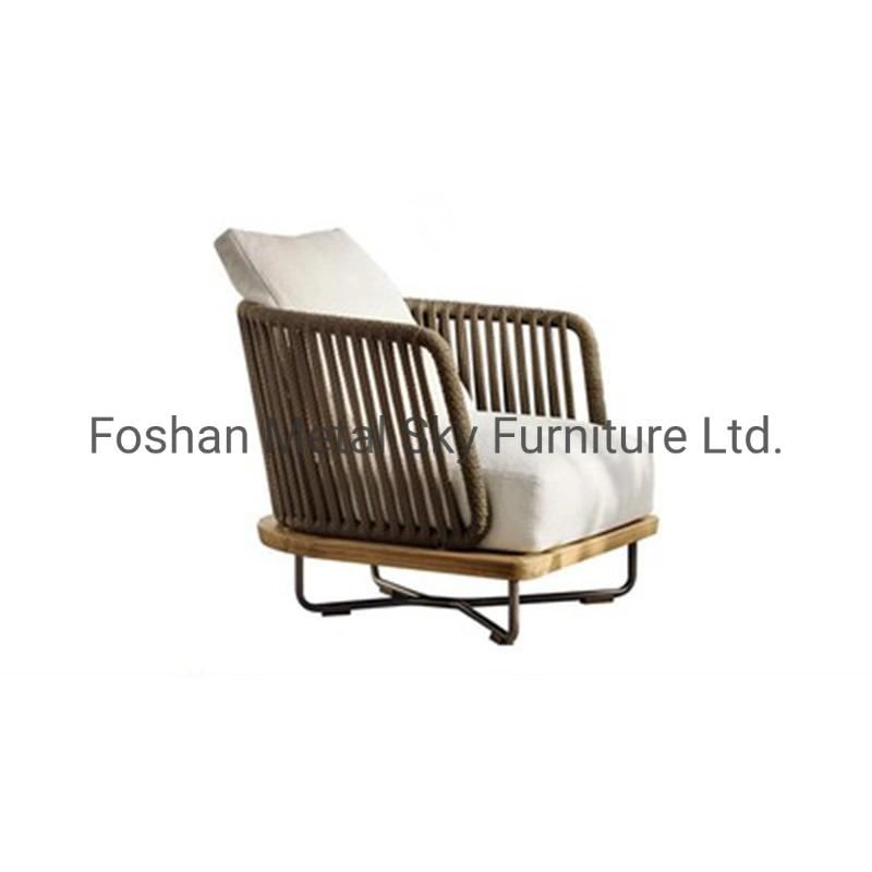 Outdoor Aluminum Wooden Garden Hotel Villa Patio Teak Rope Rattan Sofa