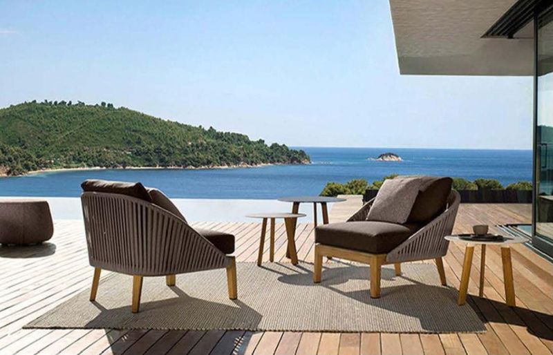Zhida Hotel Home Furniture Garden Set Waterproof Patio Aluminum Modern Rattan Leisure Sofa Set Outdoor Furniture with Stool