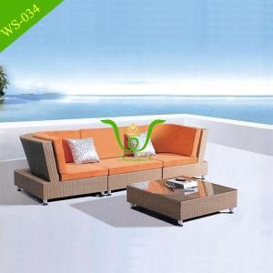 Orange Aluminum Wicker Weaving Sectional Rattan Sofa Set
