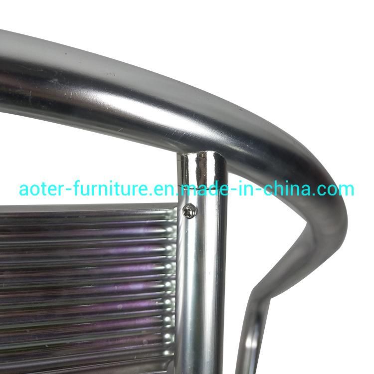Coffee Shop Bar Outdoor Use Cheap Logo Ads Aluminum 7 Slats Dining Chair