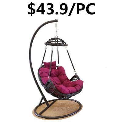 Comfortable Headrest Wicker Outdoor Garden Patio Hanging Rattan Swing Chair