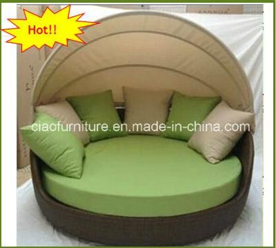 Rattan Round Sun Bed with Canopy