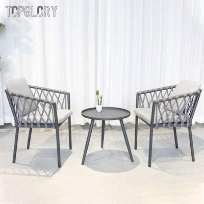 Modern Design Aluminum Outdoor Furniture Rope Coffee Table Chairs