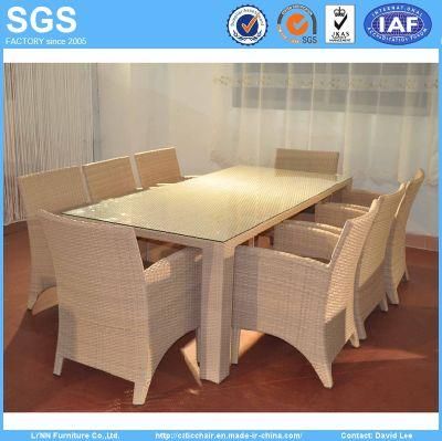 Outdoor Restaurant Rattan Furniture 8 Seater Dining Set Table and Chairs