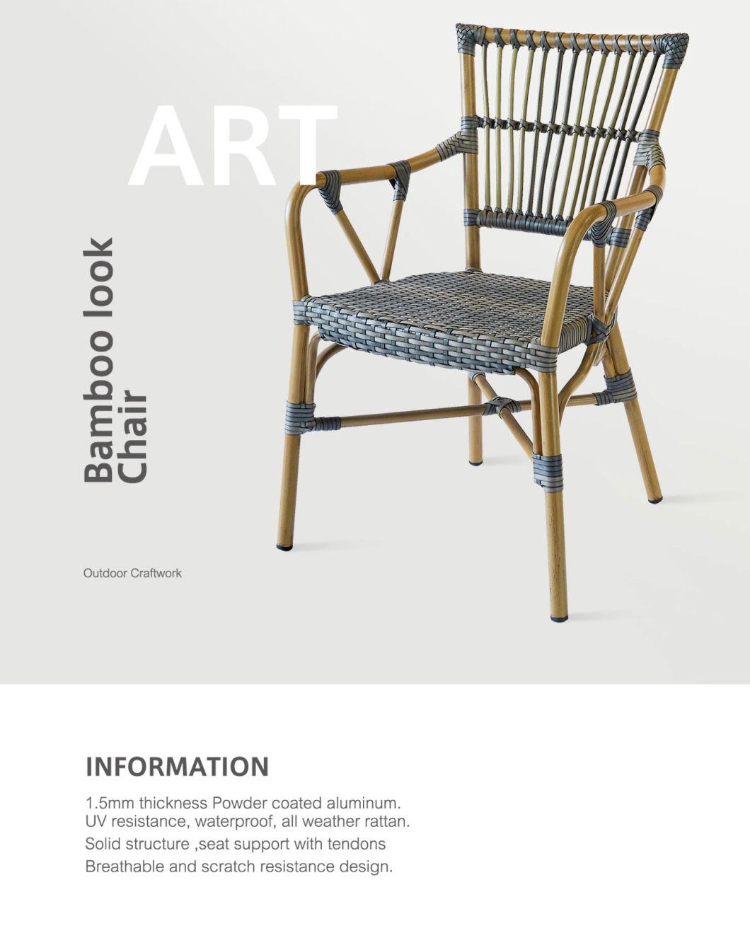 Best Selling Garden Rattan Furniture Gray Cane Bistro Arm Chair Outdoor Furniture