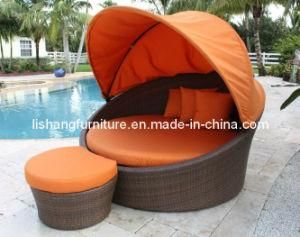 Outdoor Rattan Daybed, Outdoor Furniture Daybed, Round Daybed with Canopy