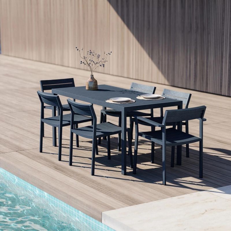 Outdoor Garden Balcony Aluminum Comfort Back Armchair Dining Chair Wholesale