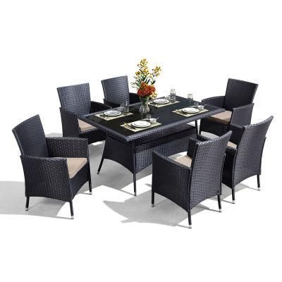 Outdoor PE Rattan Dining Table and Chair Combination