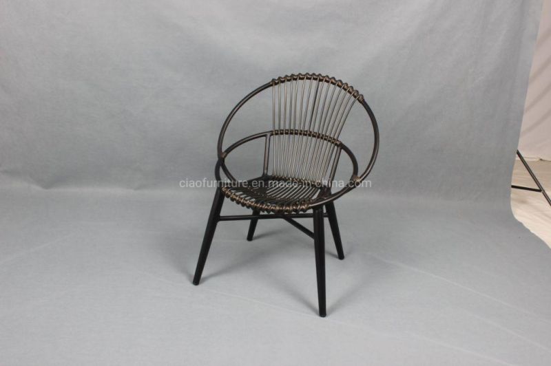 Stackable Leisure Garden Rattan Bistro Dining Armless Chair Outdoor Furniture