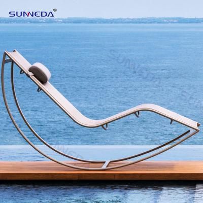 Outdoor Leisure Patio Garden Aluminium Swing Lounger with Small Pillow