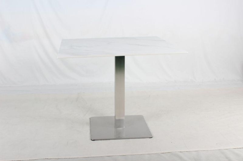 Square Stainless Steel Base Marble Top Dining Table Outdoor Furniture