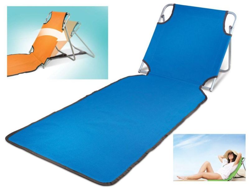 Portable Beach Mat Lounge Folding Chair Folds Flat for Travel Adjustable Reclining Back Outdoor Lightweight for Kids and Adults