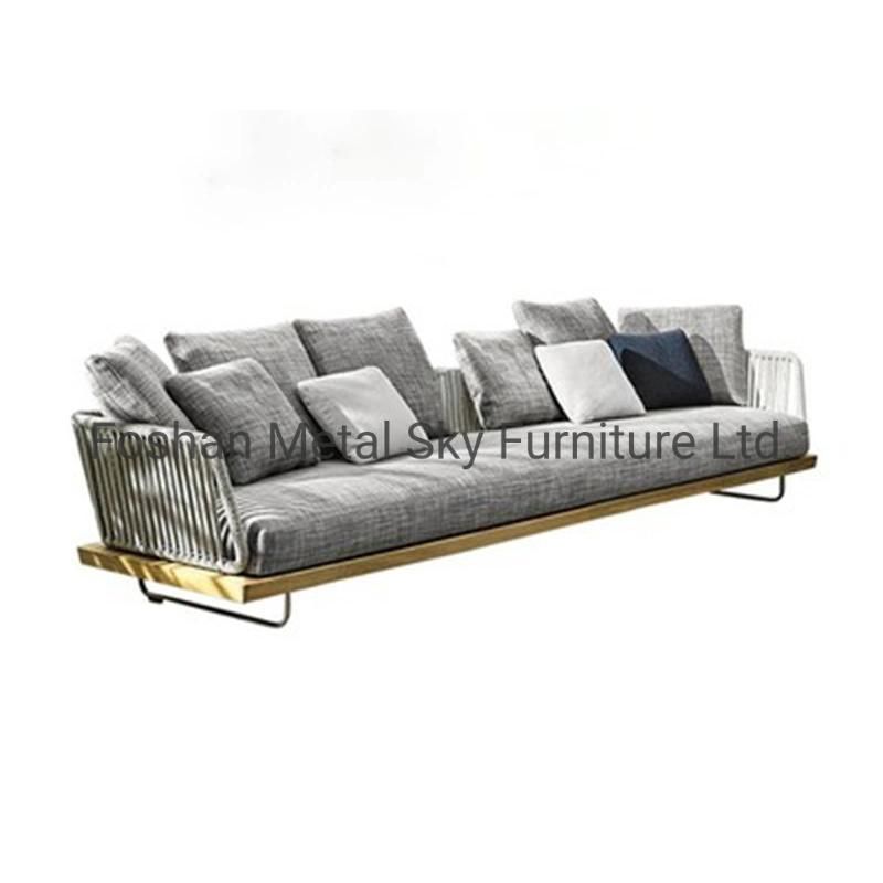 Outdoor Aluminum Wooden Garden Hotel Villa Patio Teak Rope Rattan Sofa