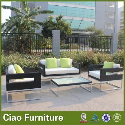 European Style Wicker Furniture Polished Aluminum Outdoor Rattan Sofa