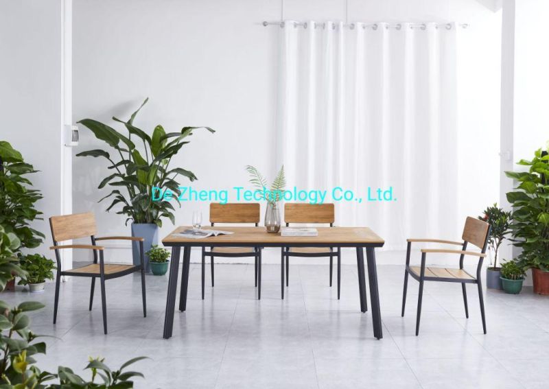 Outdoor Aluminum Patio Plastic Wood Outdoor Table Set Picnic Garden Furniture