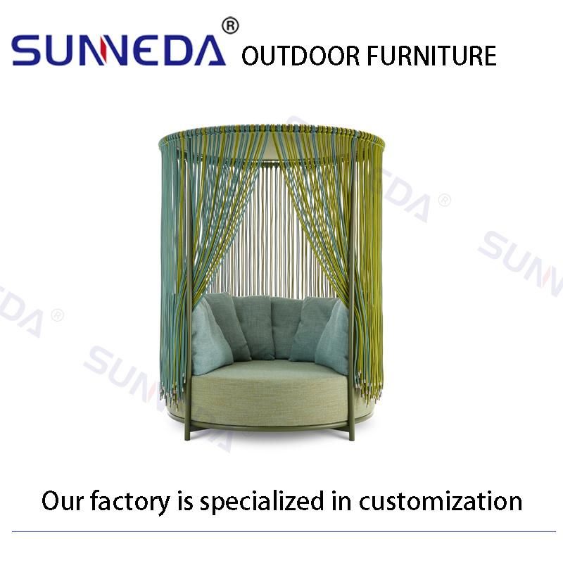 Luxury Modern Outdoor Beach Sunbed Sofa with Waterproof Back Cushion
