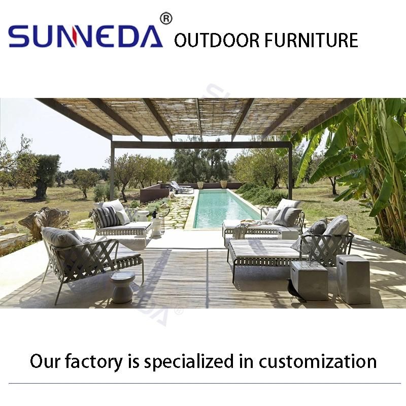 Aluminum Alloy Frame Durable Waterproof Outdoor Beach Lounger Furniture with Soft Cushion