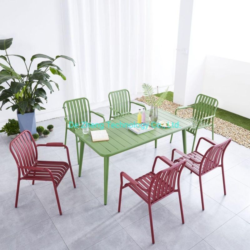 Large Seater Dining Table Aluminum Coffee Table Outdoor Table and Chairs Set Bar Furniture Used in Cafe Shop