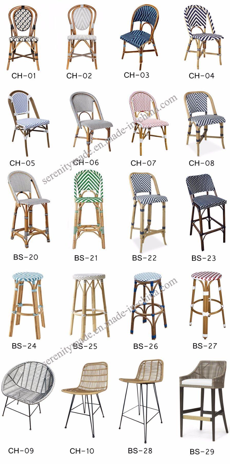 White Navy Spot French Rattan Wicker Outdoor Cafe Furniture Chair