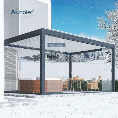 AlunoTec Modern Design Outdoor Garden Motorized Rainproof Pergola Aluminum Louver Pergolas Outdoor Gazebo