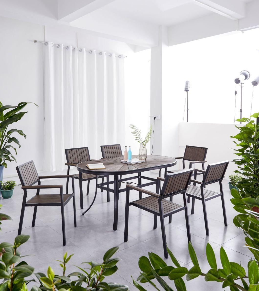 Factory Direct Sale Aluminum 4 Seater Garden Table and Paito Chairs Stackable Modern Outdoor Balcony Furniture