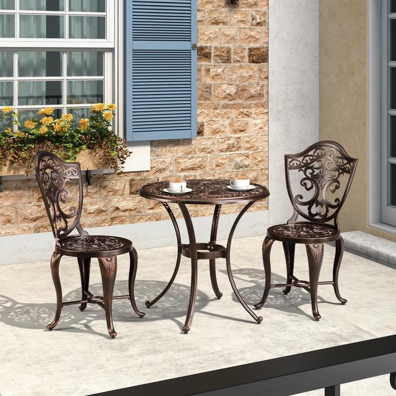 Cast Aluminum 3PC Bistro Set Garden Outdoor Furniture