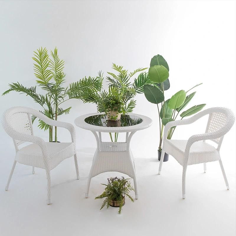 Outdoor PE Rattan White Color Hotel Dining Furniture