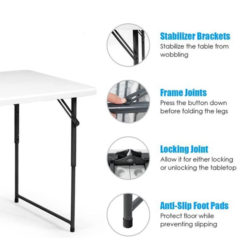 Outdoor Portable Folding Plastic Adjustable Height Plastic Table