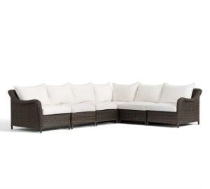 Garden Rattan Wicker Furniture Square Arm Sectional Luxury Lounge Sofa
