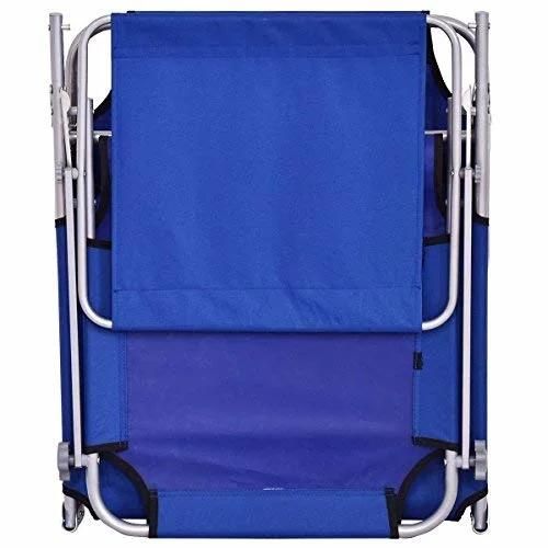Folding Lounge Chair Relaxer Bed with Sun Shade Outdoor Portable Recliner W/Adjustable Reclining Positions Garden Beach Patio Pool Seat