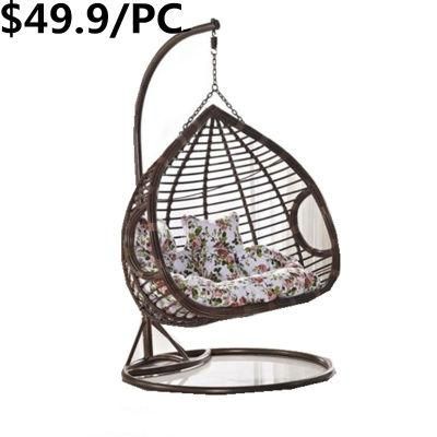 Indoor Adult Rattan Wicker Hanging Double Seat Garden Swing Chair