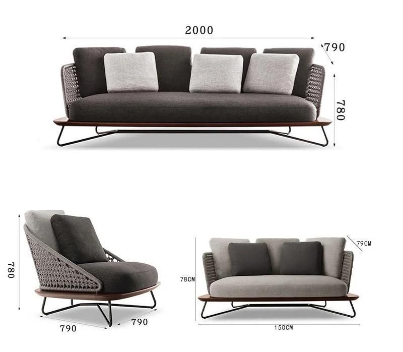 Modern Wood Design 7 Seater Fabric Living Room Sofa Set