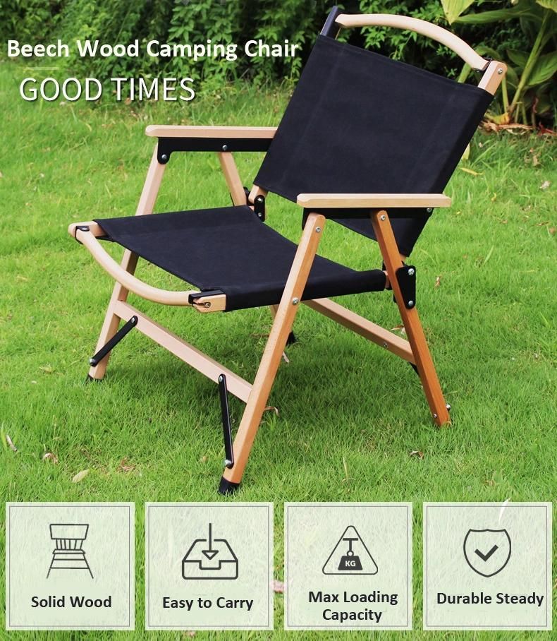 High-Grade Materials of Soft Touch Durable Fabric and Solid Wood Stable Wooden Folding Chair