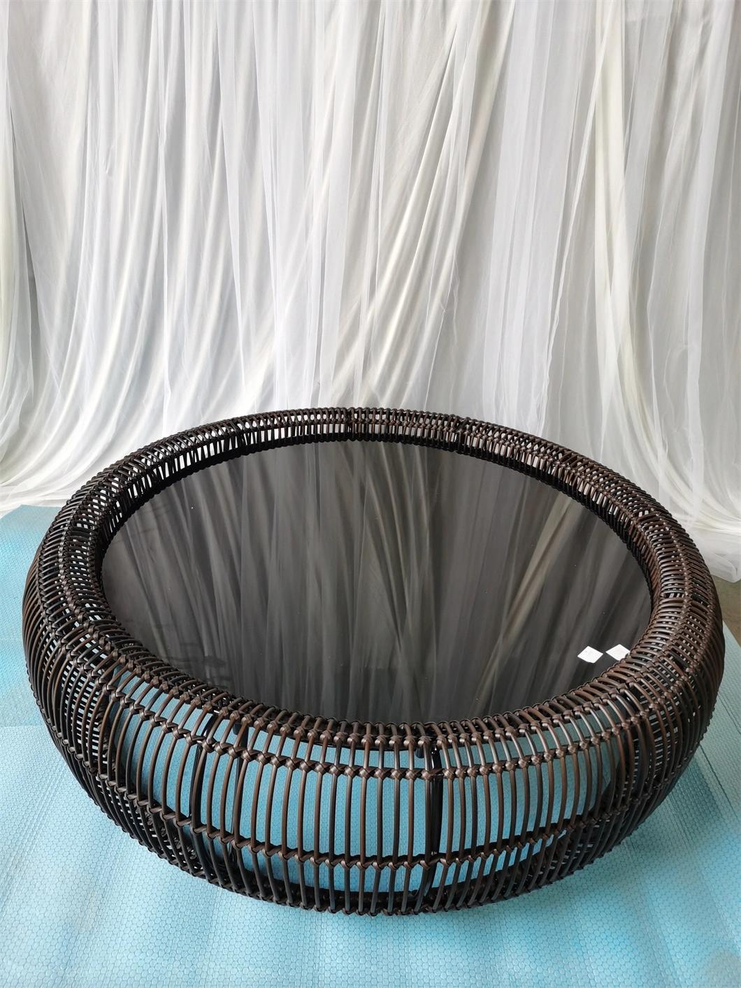 Luxury Garden Mesh Fabric Dining Set Rattan Table