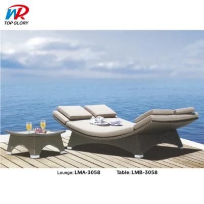 Double Rattan Sun Lounger Chair