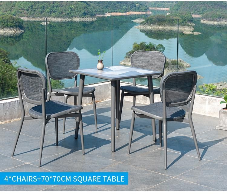 Grey Armless Aluminum Sling Outdoor Cafe Restaurant Bistro Chair