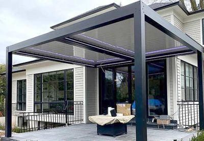 Free-Standing Aluminum Bioclimatic Pergola with LED Lights
