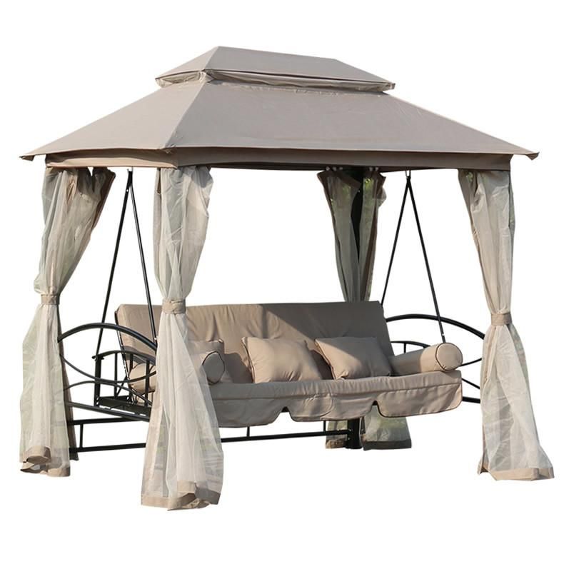 Luxury Garden Swing Chair with Double Roof and Mosquito Net