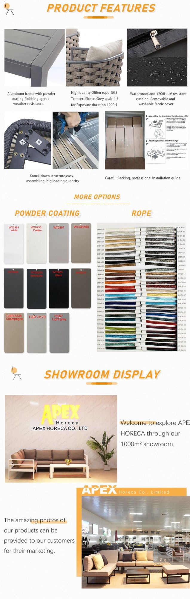 Wholesale Durable Aluminum Frame Rattan Rope Home Furniture Outdoor Sofa