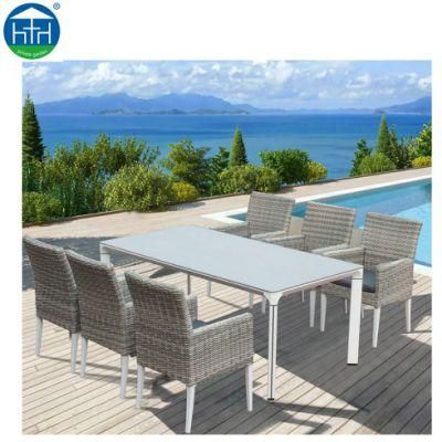Durable Outdoor Ceramic Glass Dining Set Chair and Table
