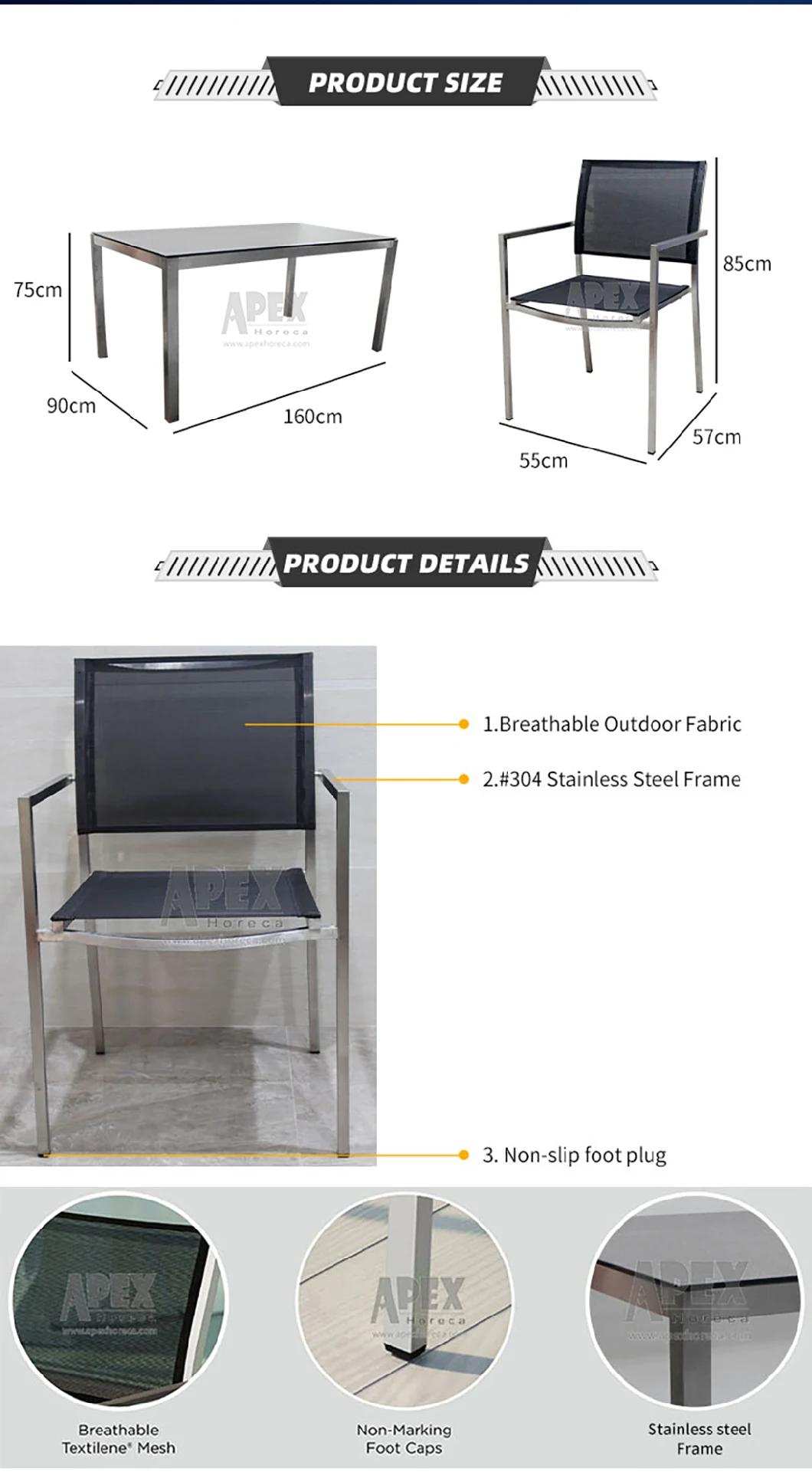 Chinese Wholesale Modern Outdoor Garden Patio Furniture Stainless Steel Frame Table and Chair Set