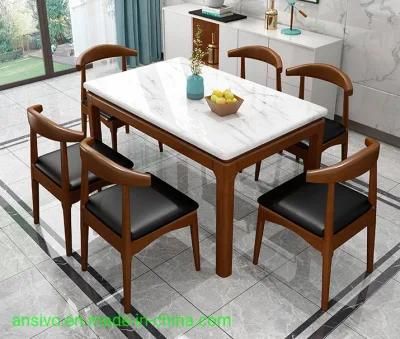 Desktop Marble Factory Direct Sale Walnut Color Dining Room Rectangle Wood Table
