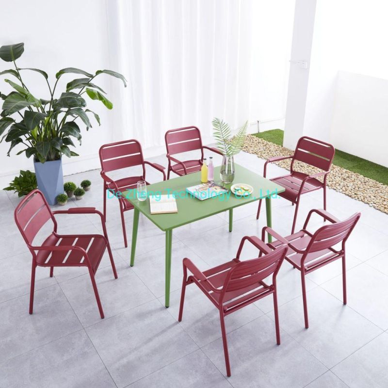 Commercial Aluminum Patio Dining Sets with 6 Pieces Dining Table for Hotel Restaurant Garden