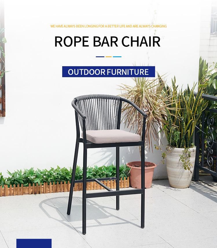 Vangarden Patio Outdoor Garden Aluminum Rope Bar Chair