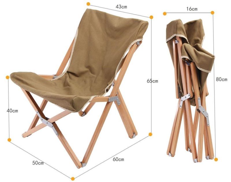 Luxury Wood Roll Top Camping Wooden Canvas Beach Lounge Chair