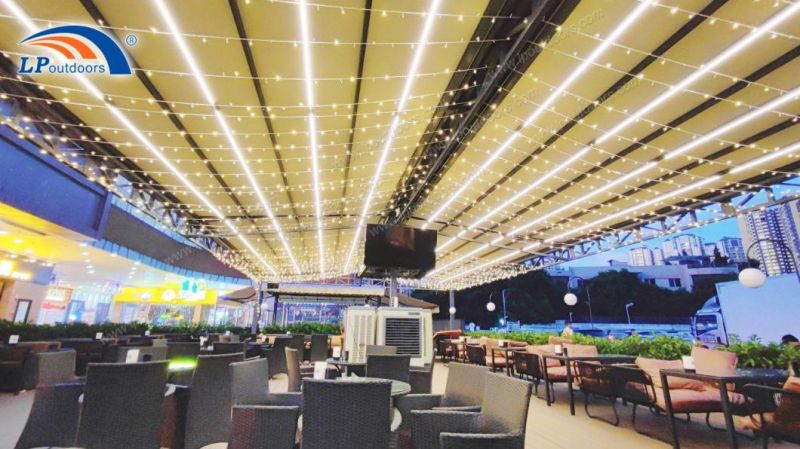 Large Size Pergola Customized Openable Waterproof Fabric Roof Shelter for Outdoor Diner Place