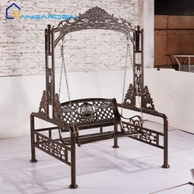 Beach Swing Chair Indoor Patio Metal Chair for Three People Seaters