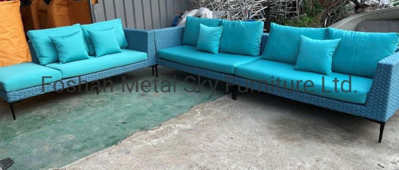 Outdoor Hotel Restaurant Patio Garden Rattan Aluminum Wicker Rope Sofa